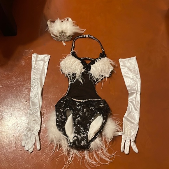Custom details dance wear dance costume with feathers and crystals. Georgeous. - Picture 2 of 6